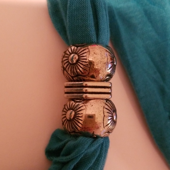 Turquoise Jeweled Dragonfly Fringe Scarf - Picture 4 of 7